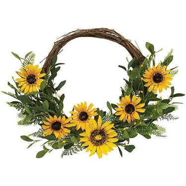 Black-Eyed Susan Pip & Greens Twig Half Wreath - The Fox Decor